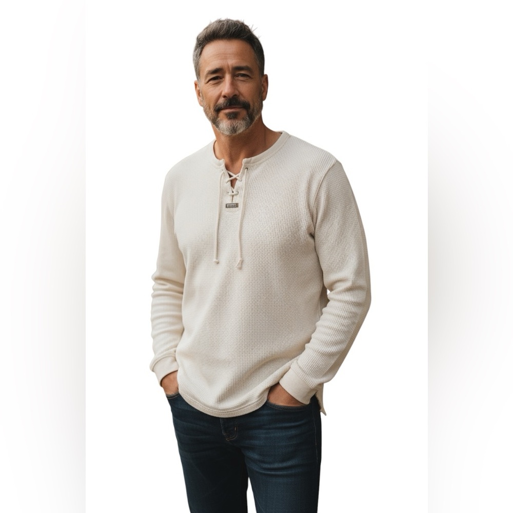 Foxx- Gallery Men’s Cream Knit Long Sleeves Pullover Sweater Size M. SKU 269